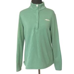 Fairway & Greene Ladies Green Quarter Snap Mock Neck Pullover Size M Golf Preppy
